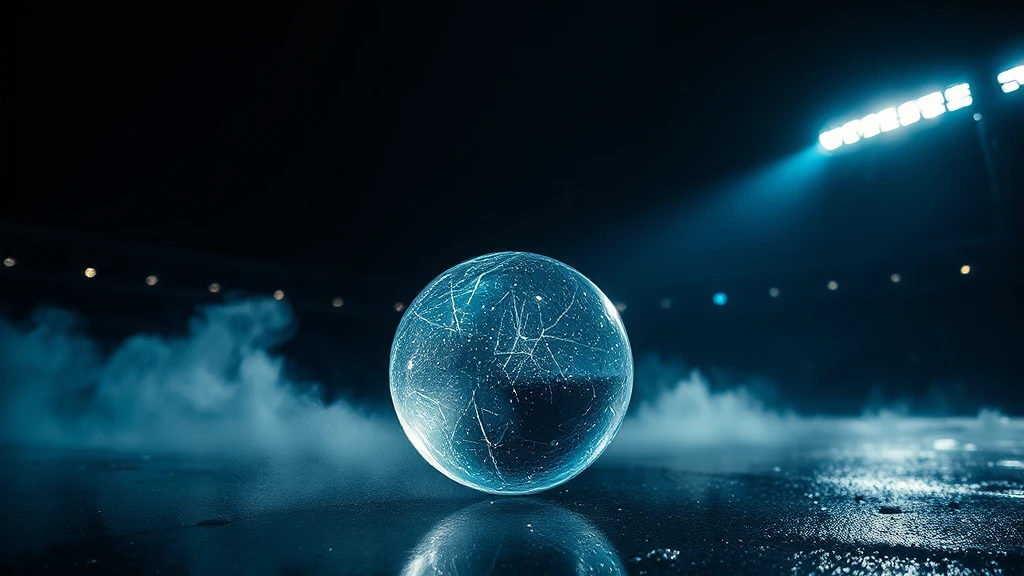 A cracked crystal ball on a wet dark floor