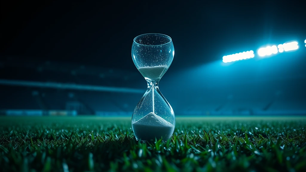 A plain glass hourglass on wet grass